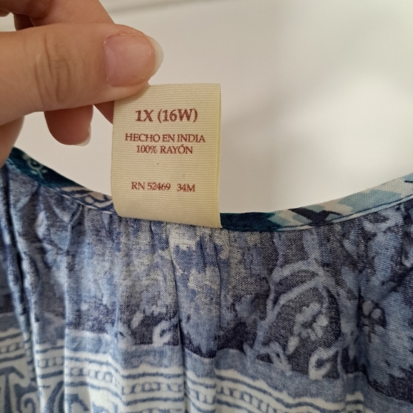 Faded Glory | Blue bohemian style t shirt with front tassel tie ups - Picture 9 of 11